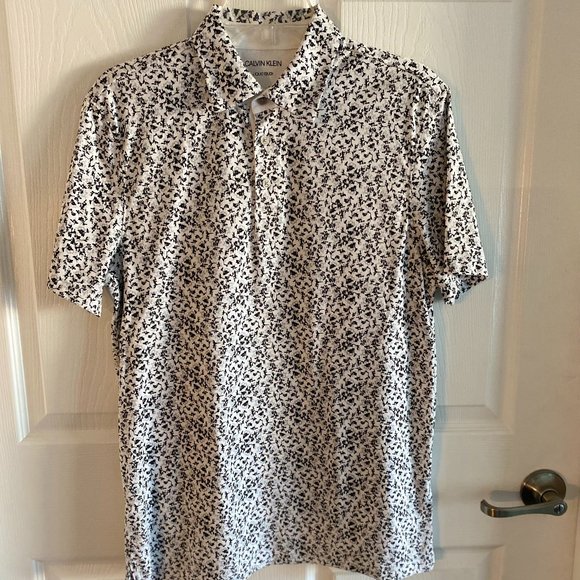 Calvin Klein Other - Men's Calvin Klein Black, White & Gray Fresh Collared Short Sleeve Shirt Size M